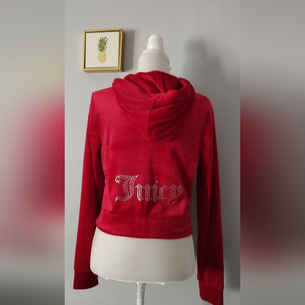 Juicy Couture Women Jacket Luxury Velour With Rhinestone Logo Color Red New